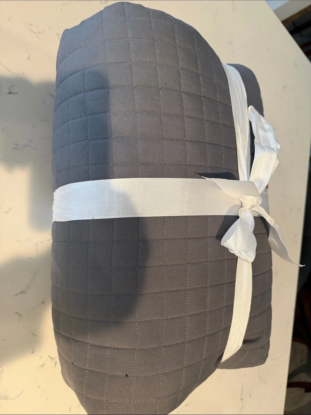 Queen Size Gray Quilted Bedspread & 2 Matching Pillow Shams - Classic Modern